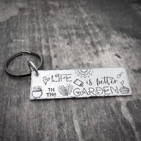 LIFE IS BETTER IN THE GARDEN KEYCHAIN