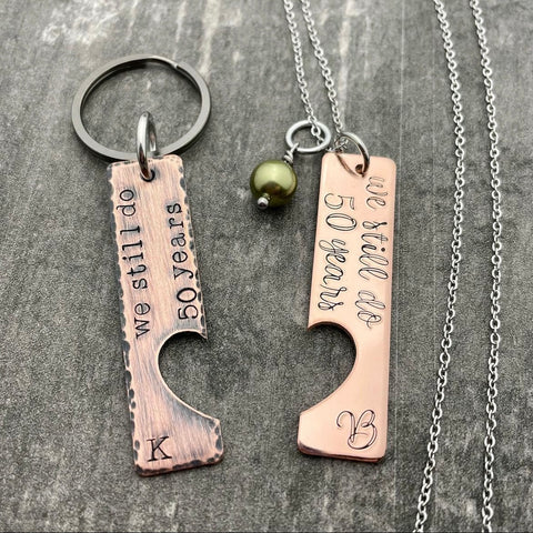 COUPLES KEYCHAIN AND NECKLACE SET