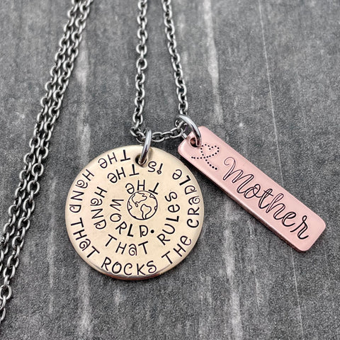 THE HAND THAT RULES THE WORLD MOM NECKLACE