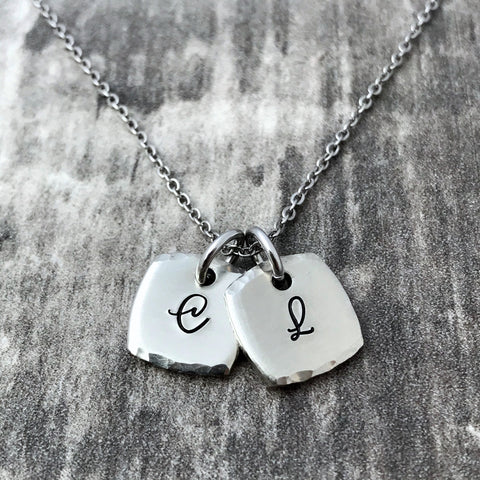 TINY INITIALS PEWTER NECKLACE